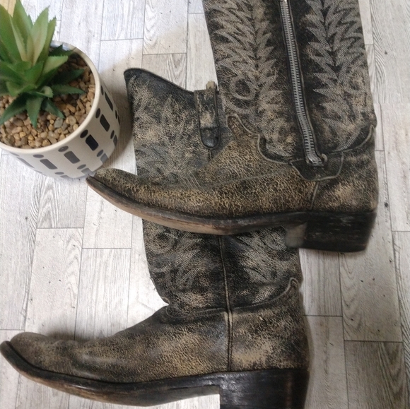 Old Gringo Shoes - Old Gringo Womens Sz 10B  Brown Distressed Leather Zip Riding Boots